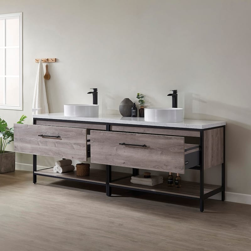Murcia 84" Vanity with Countertop and vessel sink Without Mirror
