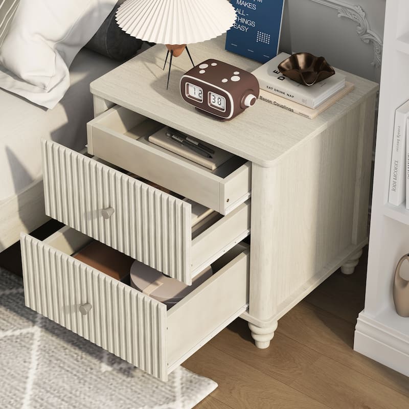 Fluted Nightstand 2-Piece Set