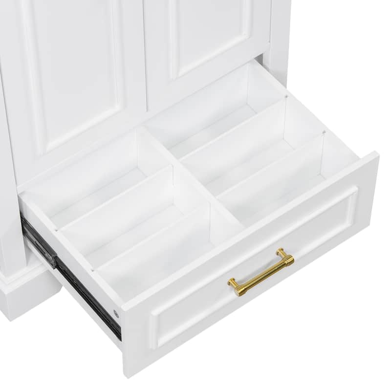 GDFStudio - Seren Wood & Ceramic Bathroom Vanity with Sink, Divider Drawer & 2 Soft-Close Doors