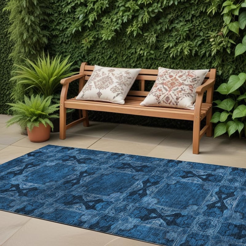 Almix Lush Floral Weather Resistant Versatile Elegance Outdoor Rug - 8' Runner - Multi