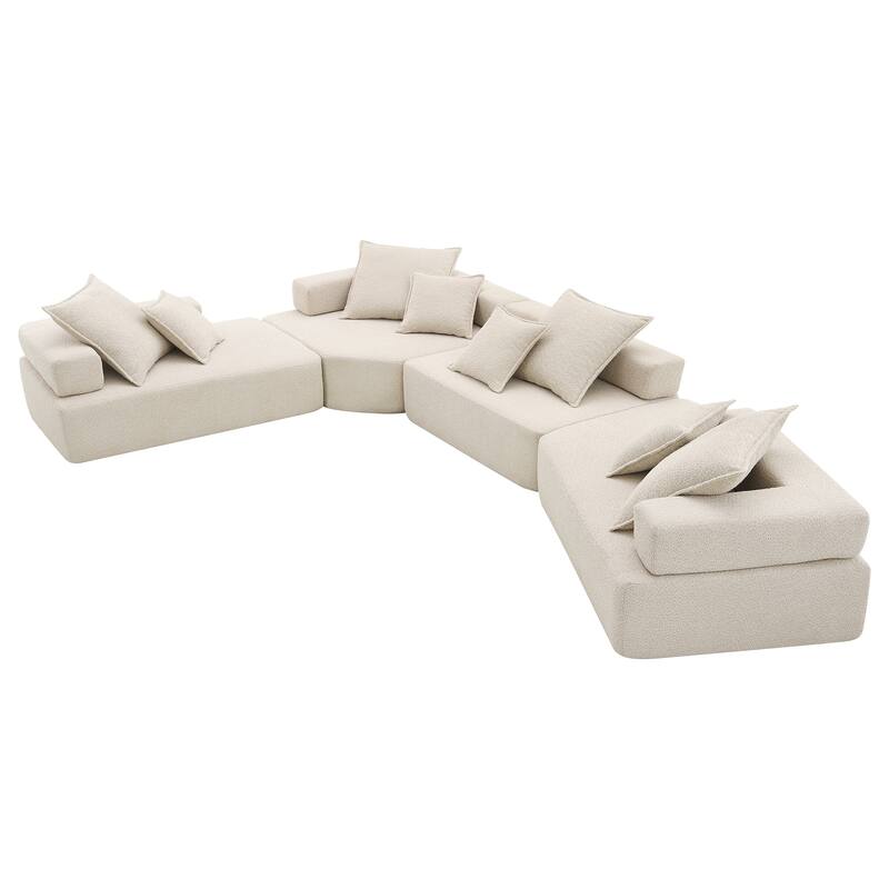 156''Oversized Modular U Shaped Sectional Sofa,Luxury Boucle Floor Couch Set,Convertible Compressed Couch
