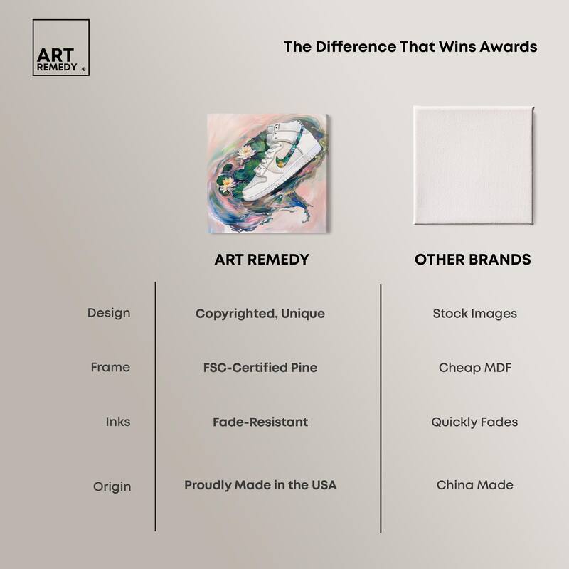 Lilypads Sneaker Splash Canvas by Art Remedy, Gallery Wrapped