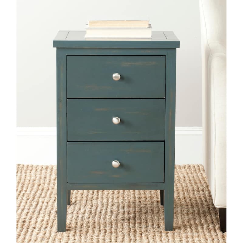 SAFAVIEH Deniz Dark Teal End Table - 16.9" x 14.2" x 26.8"