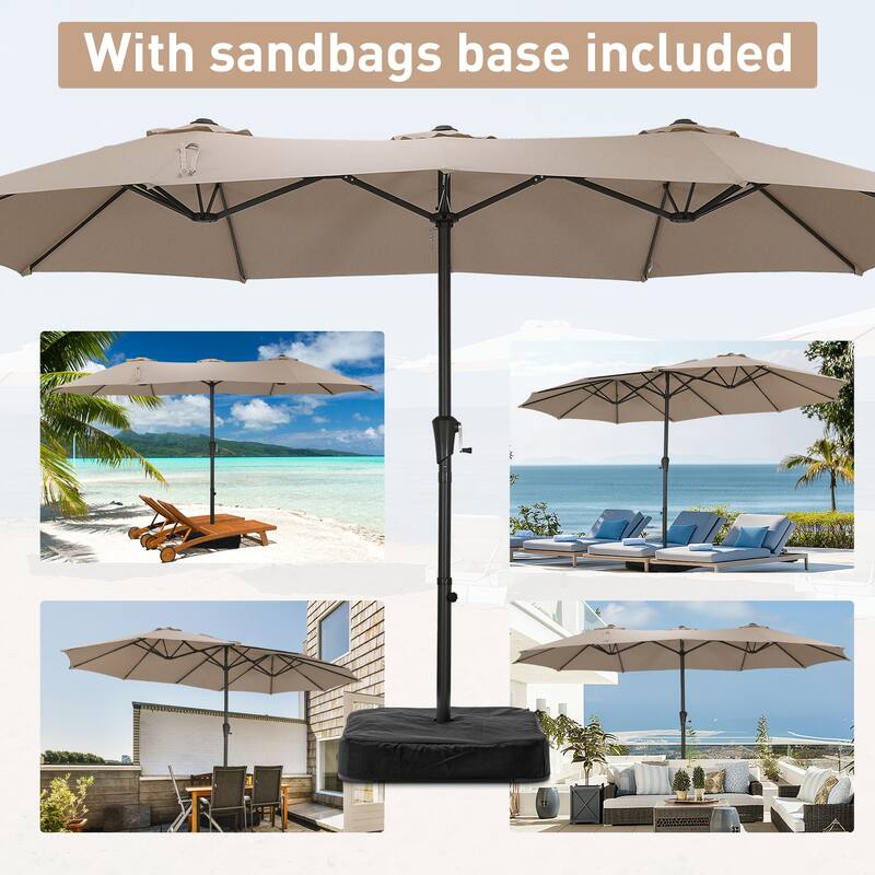 Ainfox 15 ft Patio Umbrella Outdoor Extra Large Umbrella with Base