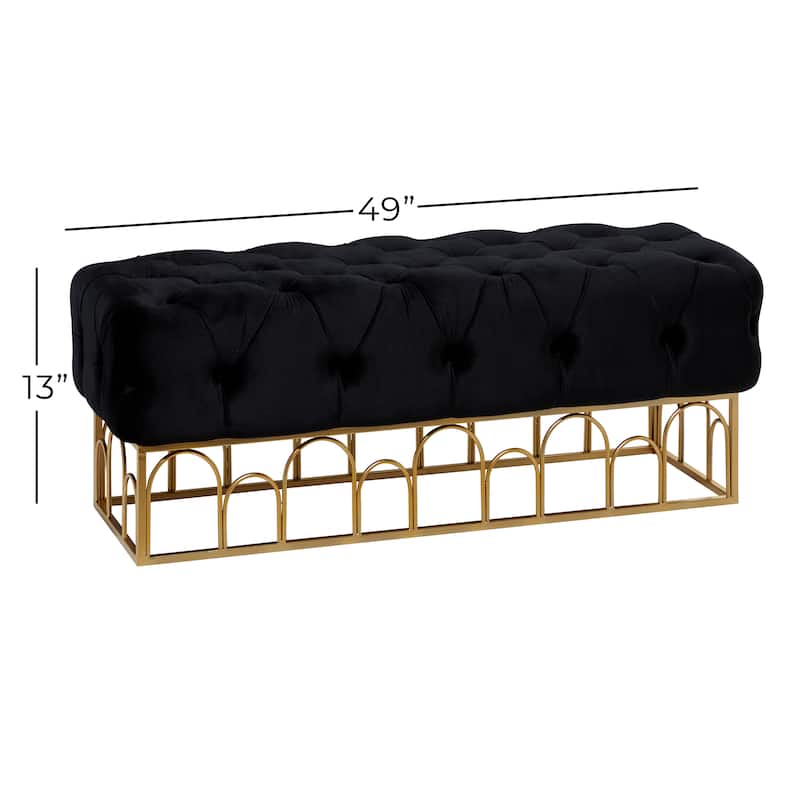 Black Metal Bench with Gold Base - 49 x 20 x 18
