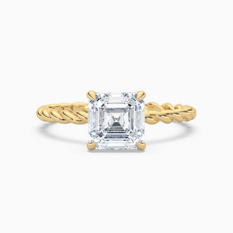 Auriya 14k Gold Lab Grown Asscher Diamond Twisted Hidden Halo Engagement Ring 1.00 to 5.00 ct. tw. (F-G, VS) - 4 - 2.00 carats - Yellow