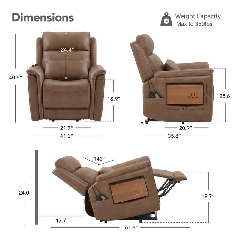 Spruce & Spring Power Lift Recliner Chair for Elderly with Foldable Tray Table and Massage