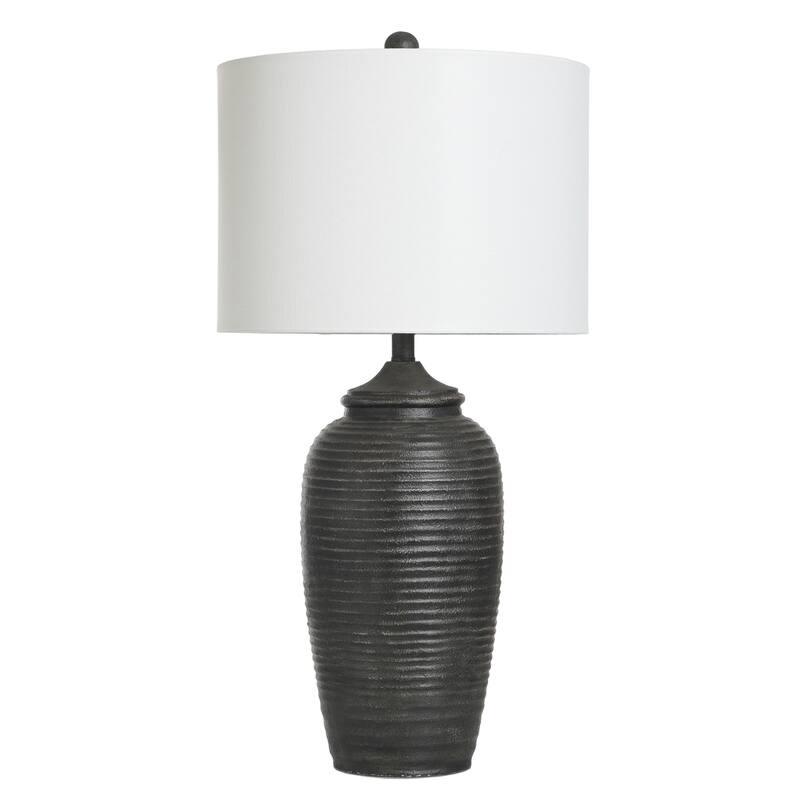 Charlotte Polyresin Table Lamp - Linen Shade - Matte Black