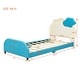 preview thumbnail 5 of 10, Twin Size Bed Frame with Cloud-Shaped Headboard & Embedded Light Stripe, Velvet Upholstered Platform Bed with Slat Support, Blue