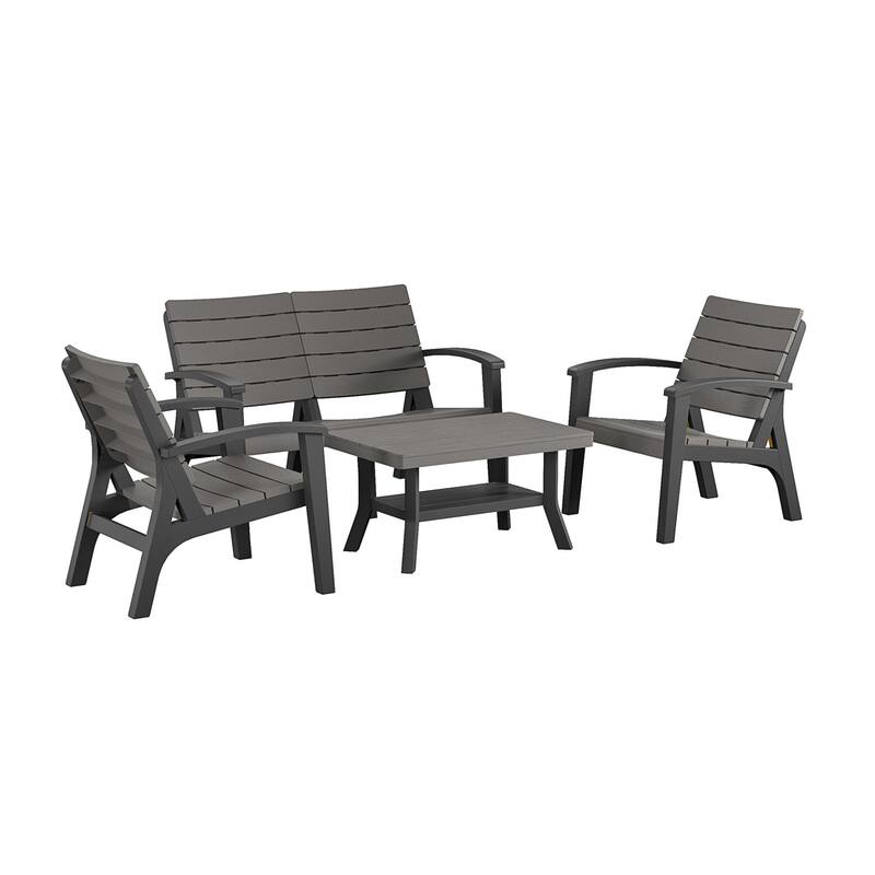 COSCO 4 Piece Resin Outdoor Conversation Set - Graphite Grey