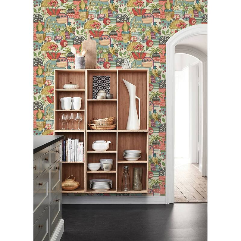 A-Street Prints Fika Plum Blissful Birds and Blooms Wallpaper