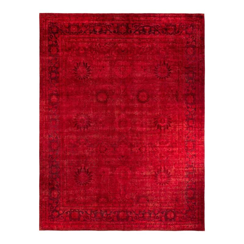Overdyed, One-of-a-Kind Hand-Knotted Area Rug - Red - 12' 2" x 15' 9"