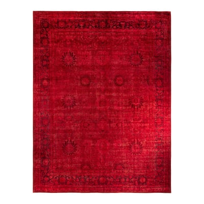 Overdyed, One-of-a-Kind Hand-Knotted Area Rug - Red - 12' 2" x 15' 9"