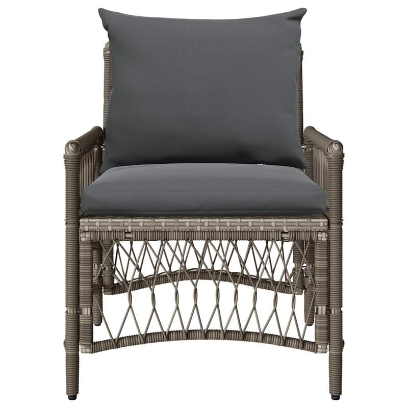 vidaXL Garden Chair with Cushions Grey Poly Rattan - 24 x 28.7 x 30.3