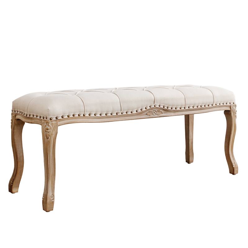 Retro Patterned Legs 45.2In.W Padded Bench - 45.2" W X 14.6" D X 18.3" H