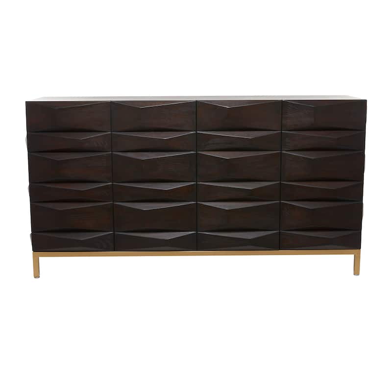 Wooden Geometric 2 Door Cabinet - Dark Brown - Roche River Decor - 63"W, 32"H