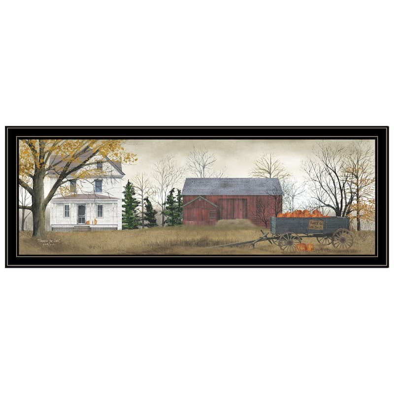 TrendyDecor4U Farmhouse "Pumpkins for Sale" Framed Print Wall Art by Billy Jacobs - Earthtone
