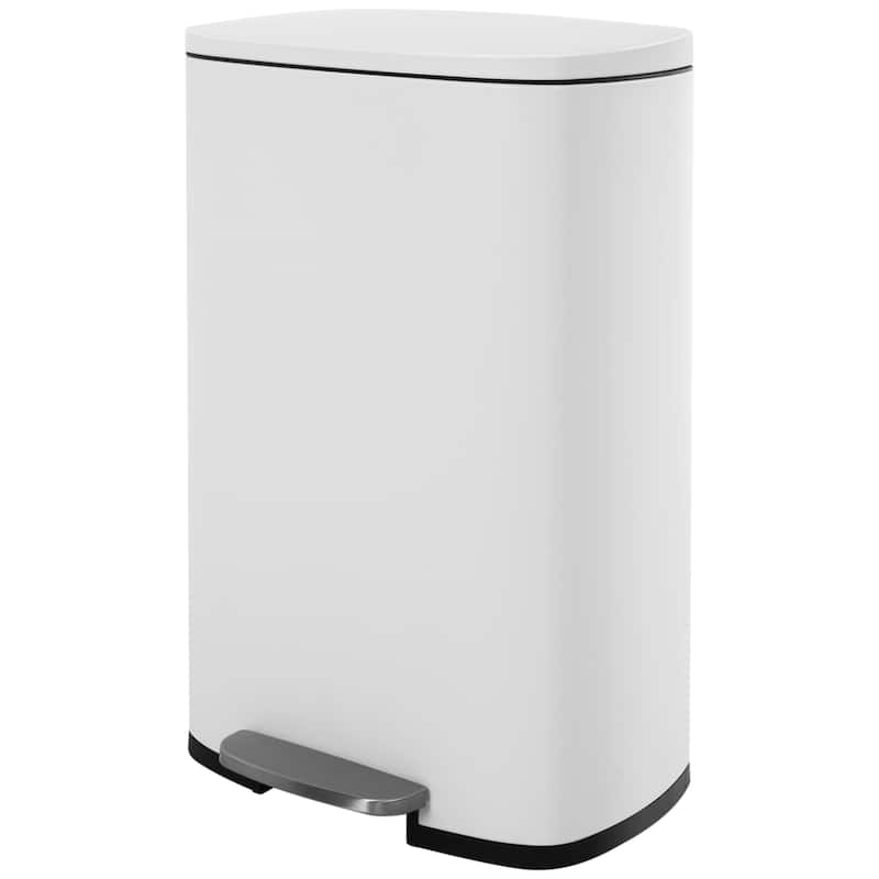 13 Gallon 50 Liter Stainless Steel Step Trash Can with Removable Inner Bucket by Furniture of America - White