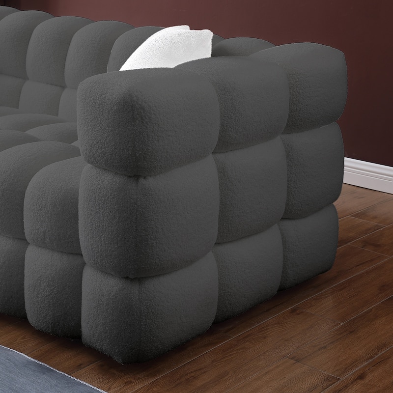 Wayna Modern Style Sofa, Sherpa Thick Cushion Double Sofa