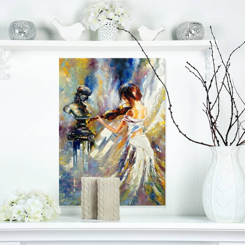 Designart - Love with Endless Music - Abstract Canvas Art Print - 12 in. wide x 20 in. high