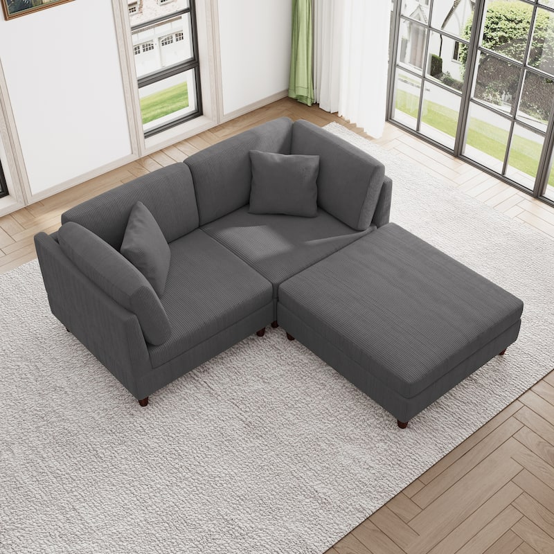 Modern Oversized Modular Corduroy Sectional Sofa Set