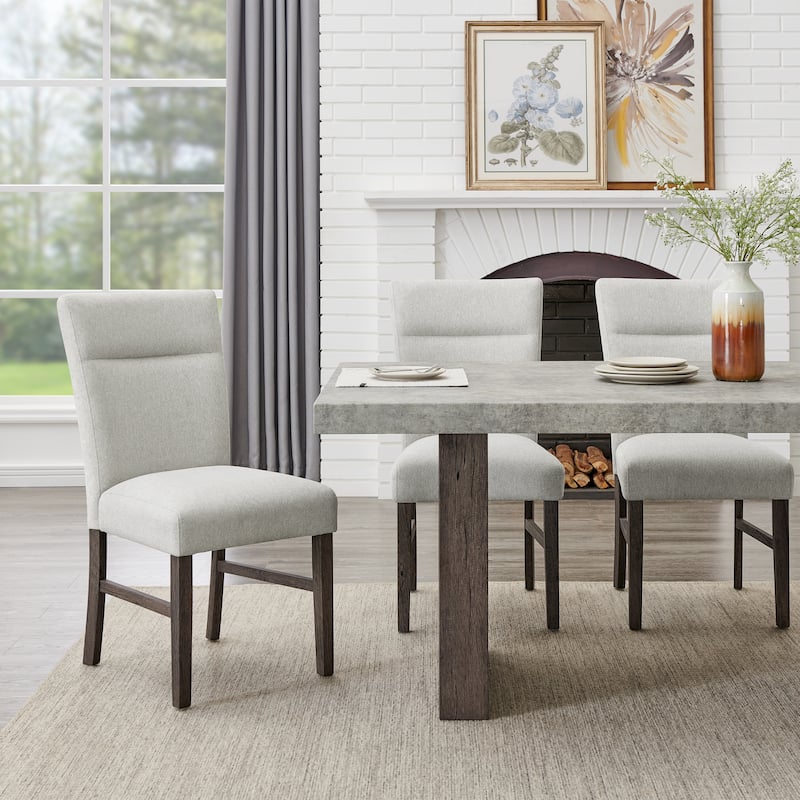 Roundhill Furniture Sorlen Modern 7-Piece Dining Set, 3D Faux Concrete Table with 6 Chairs