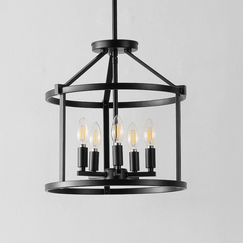 SAFAVIEH Lighting Sevcan 15" Modern & Contemporary Pendant (5-Bulb) - 15" W x 15" D x 55" H - Black - 15Wx15Dx55H