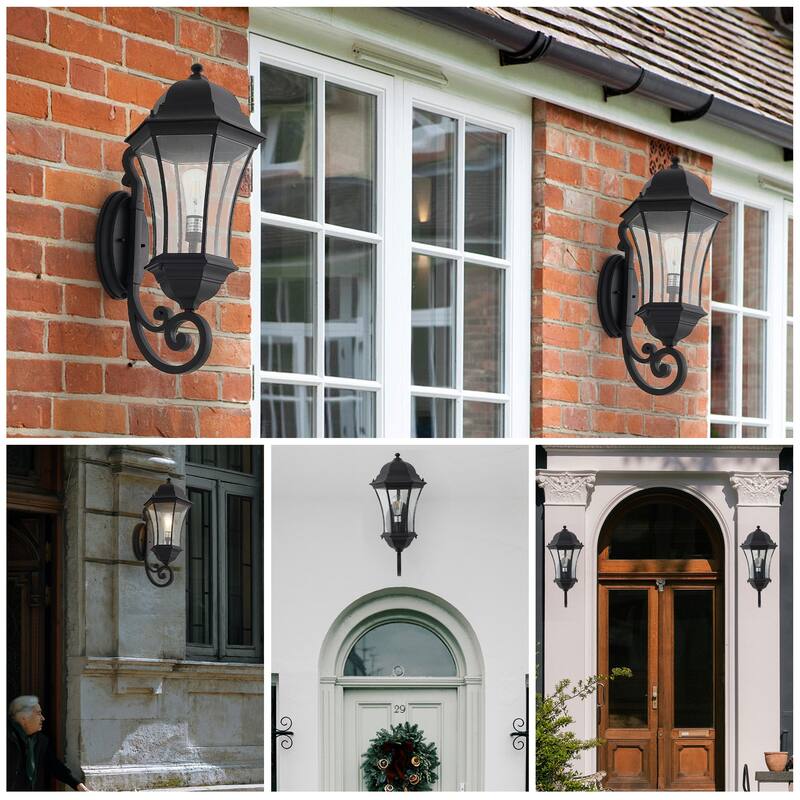 Outdoor Black Wall Lantern Sconce Light - 1-Light