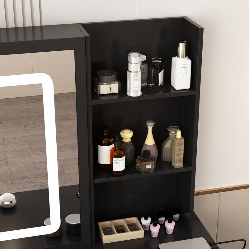 Vanity Desk Makeup Table Sliding Lighted Mirror Dresser Bracket Outlet
