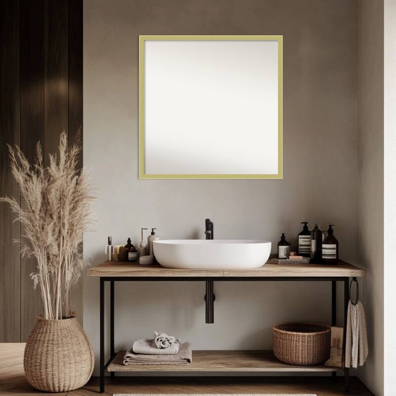 Incline Non-Beveled Wood Framed Bathroom Vanity Wall Mirror