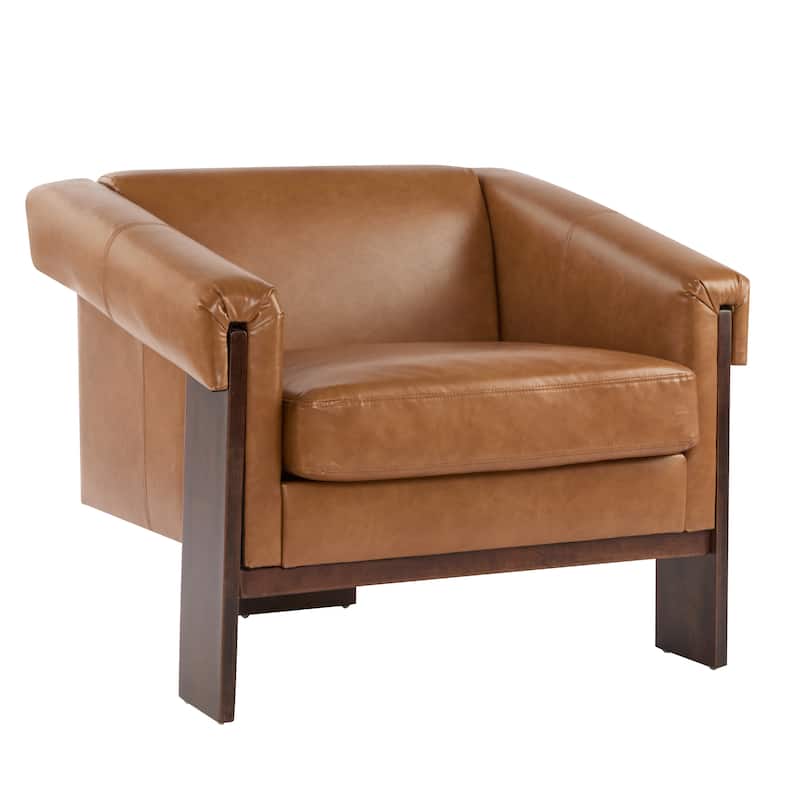 34" Mid-Century Modern Accent Chair w/ Deep Cushions & Wide Armrests - Ideal for Living Room Bedroom Office