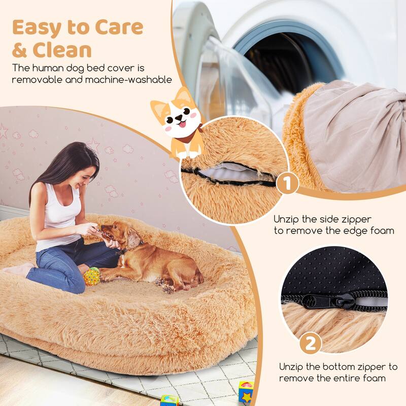 Gymax 68'' x 46'' x 10'' Human Dog Bed Orthopedic Dog Bed w/ Soft