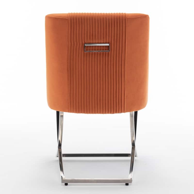 Modern Contempoary Velvet Dining Chair Set of 4 with Metal Frame Legs and Back Pull