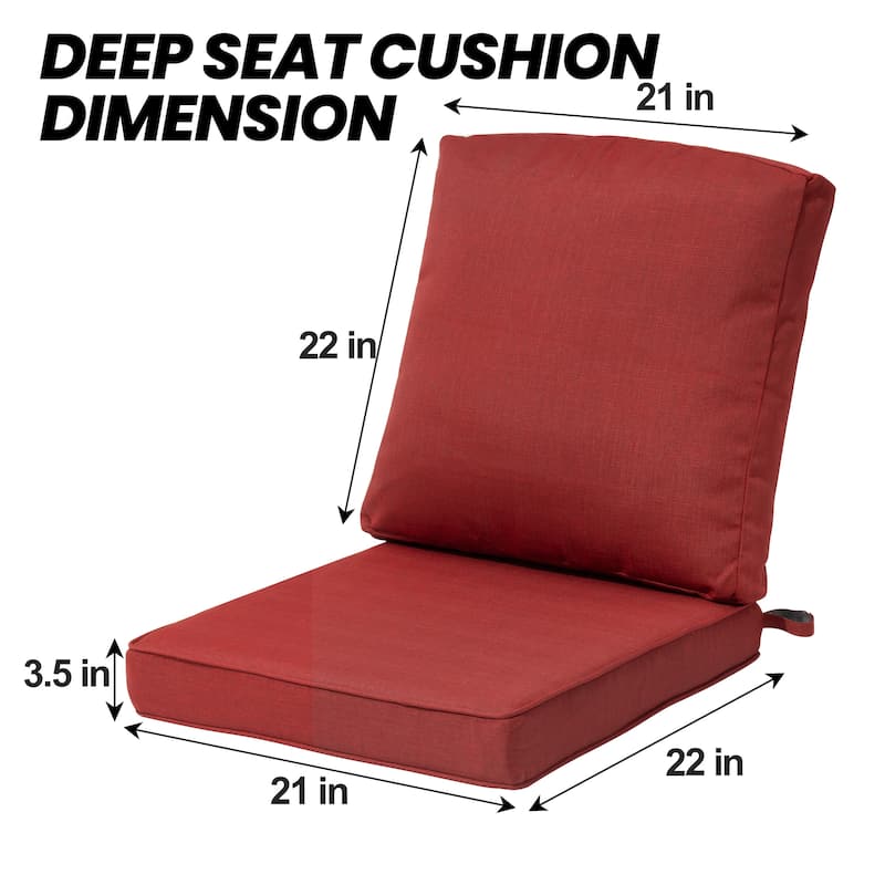 21 W in x 22 D in. Outdoor Deep Seat Chair Cushion Set Dining Patio Chair Pad Set