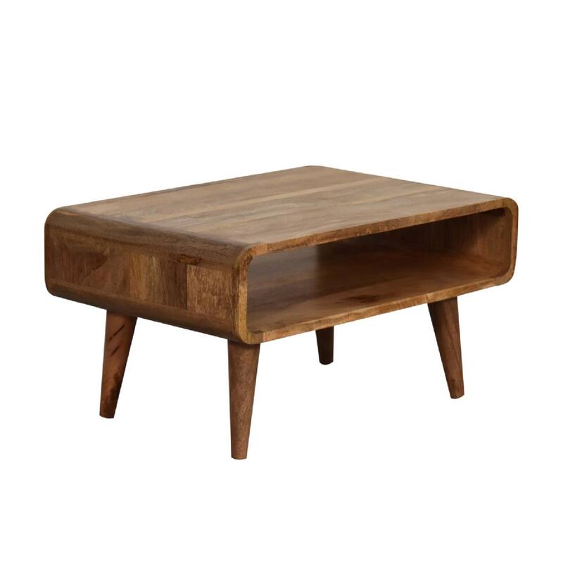 HomeRoots 26" Brown Solid Wood Open Shelving TV Stand - 25.60 in. x 13.80 in. x 17.70 in.