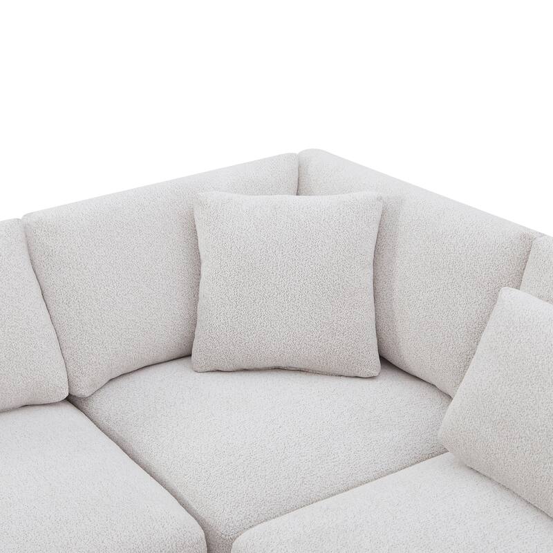 Christopher Knight Home - Modular Comfort Reversible Fabric Sectional Sofa with Ottoman, Beige (7-Piece Set)