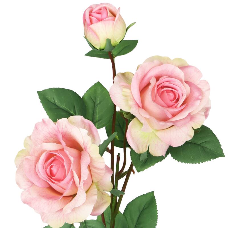 Set of 4 Blush Pink Artificial Sugar Rose Flower Stem Spray 28in 28