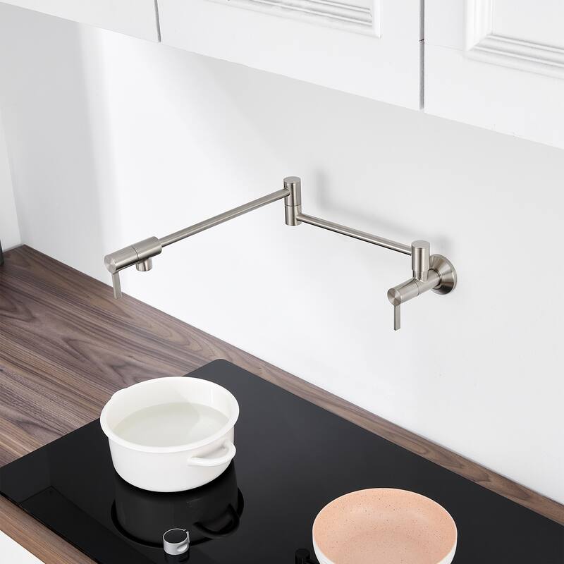 Luxier KTS27 Contemporary Wall-Mounted Pot Filler with 2 Handles