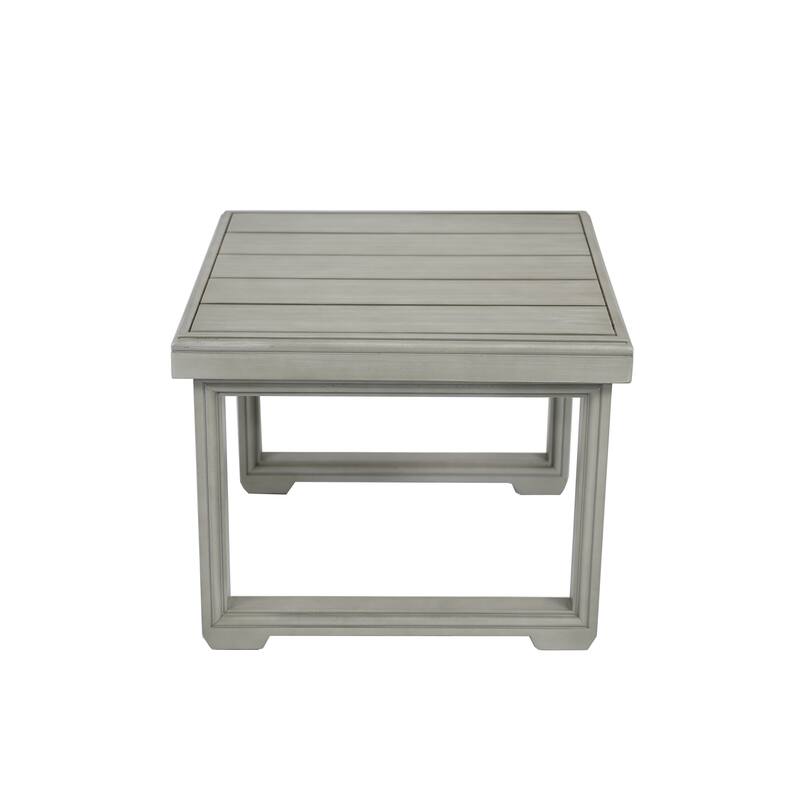Roomfitters Outdoor Patio Side Table with Modern Wood Look, Weather-Resistant Frame, Light Grey