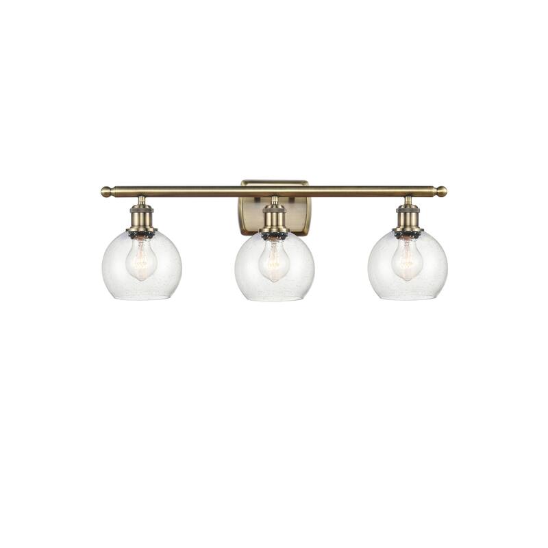 Innovations Lighting Athens 3 Light 26" Bath Vanity Light - 6" Shade - Antique Brass/Seedy
