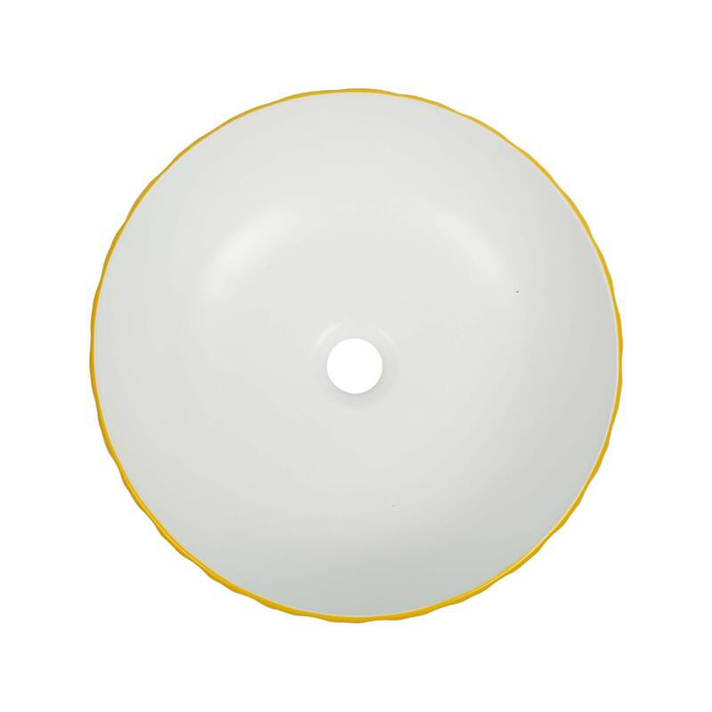 16 inch Round Ceramic Vessel Bathroom Sink - Modern Textured Bowl Design - 16" Round