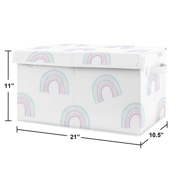 Sweet Jojo Designs Pastel Rainbow Collection Girl Kids Fabric Toy Bin Storage - Blush Pink, Purple, Teal, Blue and White