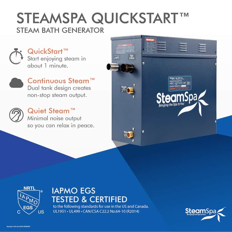 SteamSpa QuickStart 4.5 kW Steam Bath Generator