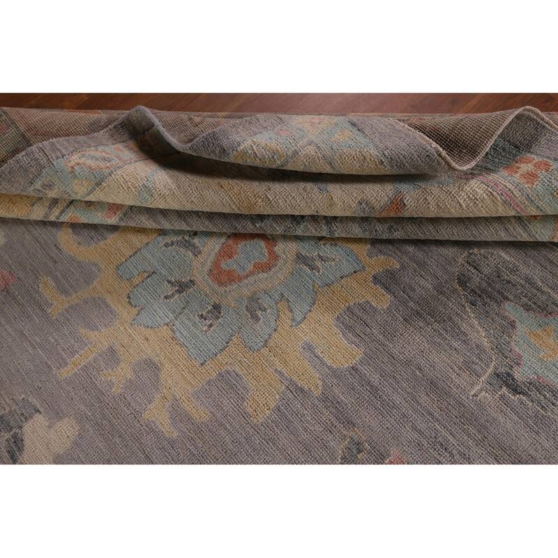 Vegetable Dye Oushak Area Rug Handmade Turkish Wool Carpet - 9'3" x 11'11"