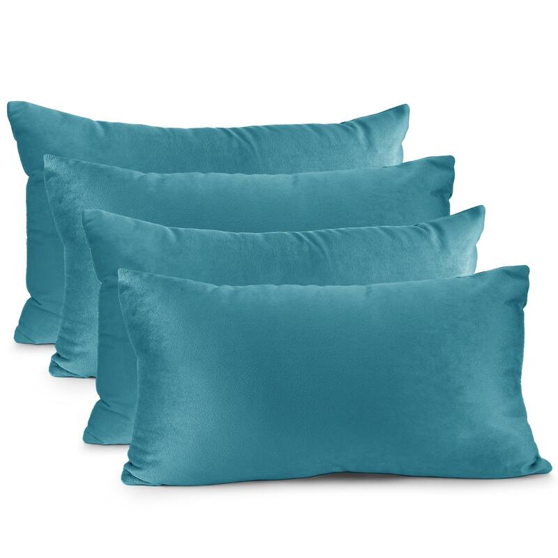 Nestl Solid Microfiber Soft Velvet Throw Pillow Cover (Set of 4) - 12" x 20" - Beach Blue