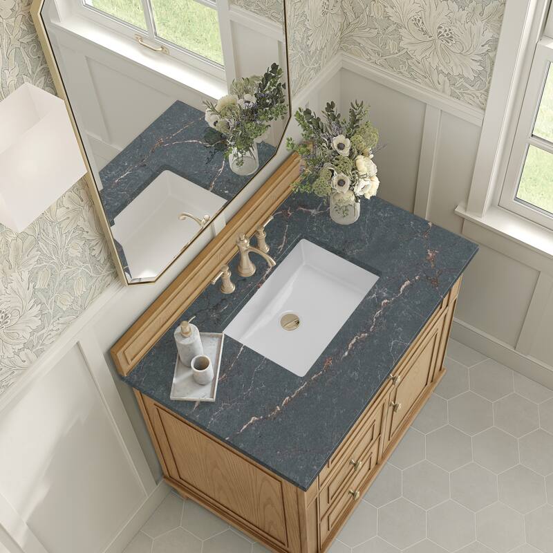 James Martin Vanities Lorelai 36" Single Vanity, Light Natural Oak - Parisien Bleu