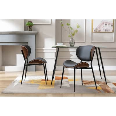 Porthos Home Aric PU Leather Dining Chairs with Steel Legs, Set of 2