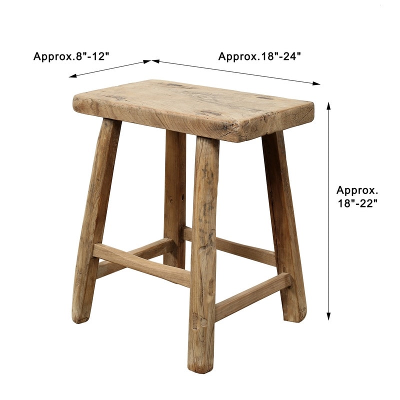 Approx.18-22 Inches Wide Vintage Stool with Rustic Thick Top