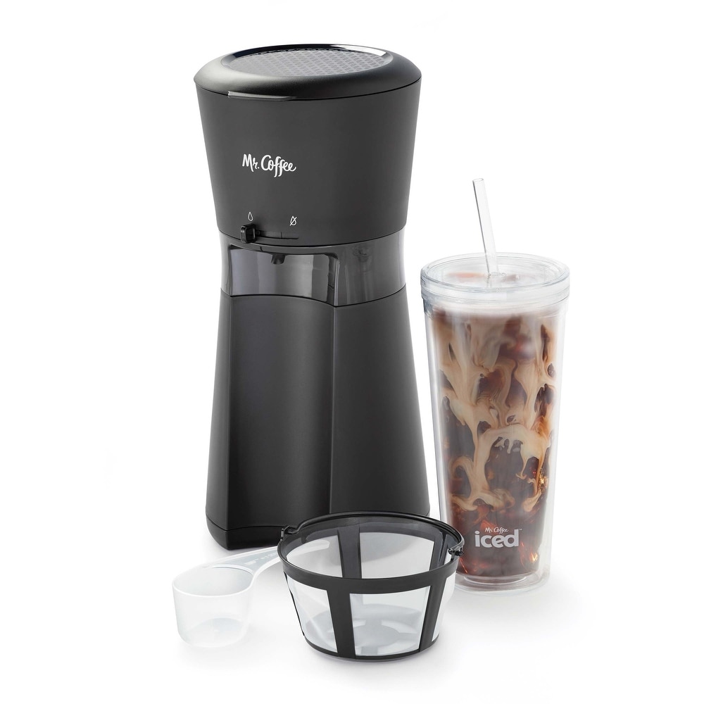 Mr Coffee Iced Coffee Maker with Reusable Tumbler and Coffee Filter Gray,1  Count (Pack of 1)