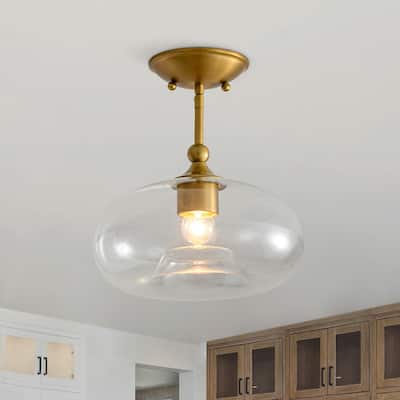 10.6 in. Modern 1-Light Indoor Clear Glass Semi-Flush Mount